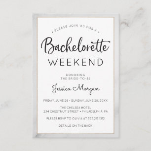 Bachelorette Weekend Itinerary Marmor Goldrahmen Einladung