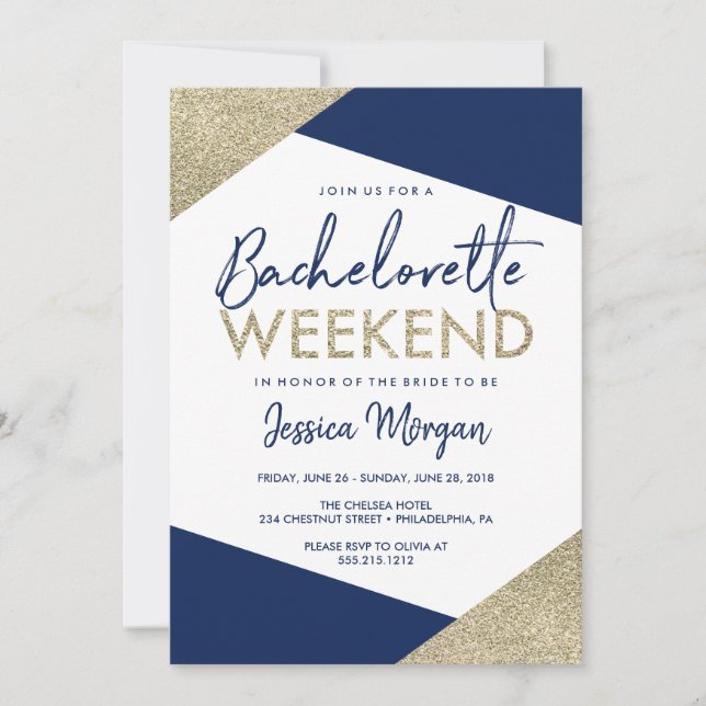 Bachelorette Weekend Itinerary Navy Einladung (Vorderseite)