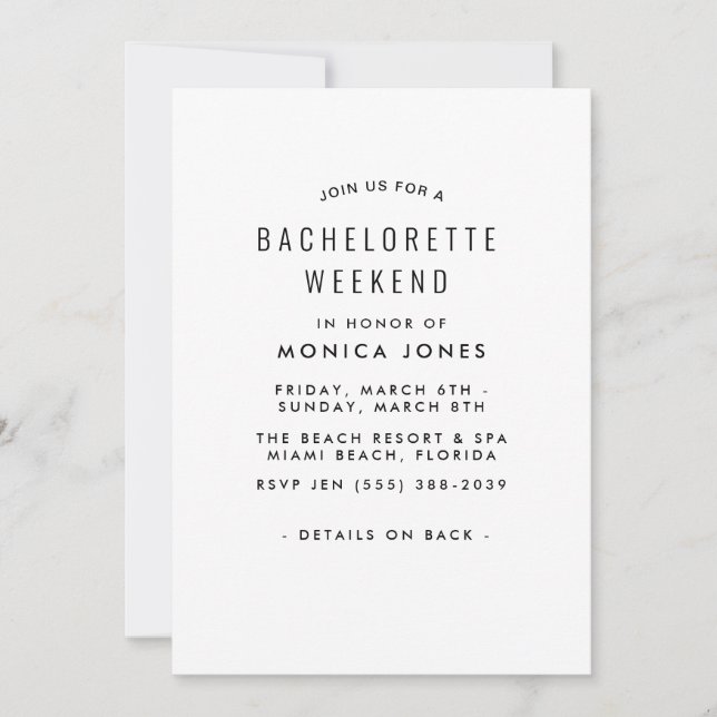Bachelorette Weekend-Party Einladung (Vorderseite)