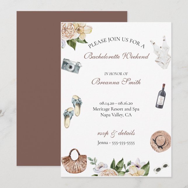Bachelorette Weinkellerei am Wochenende Einladung (Vorne/Hinten)
