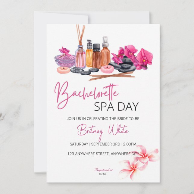 Bachelorette Wellness-Center Day Einladung (Vorderseite)