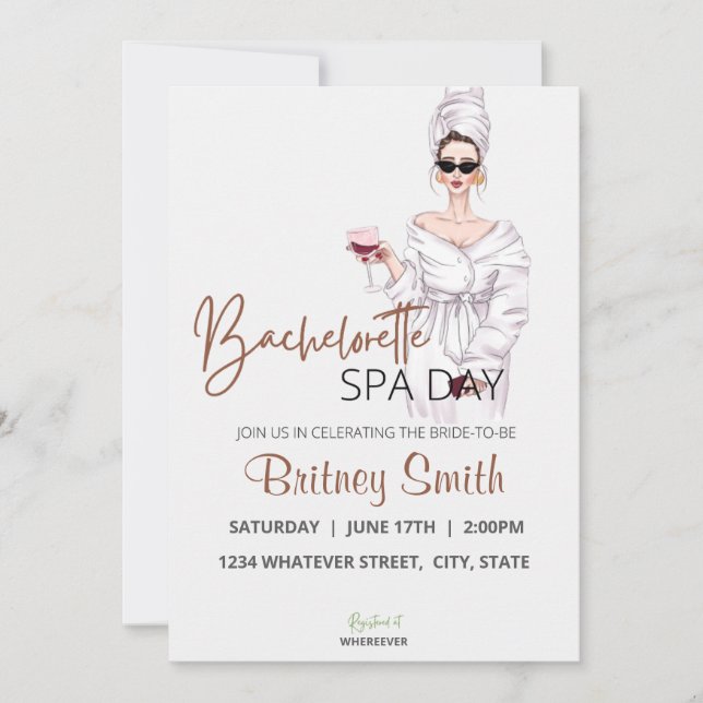 Bachelorette Wellness-Center Party Custom Einladung (Vorderseite)