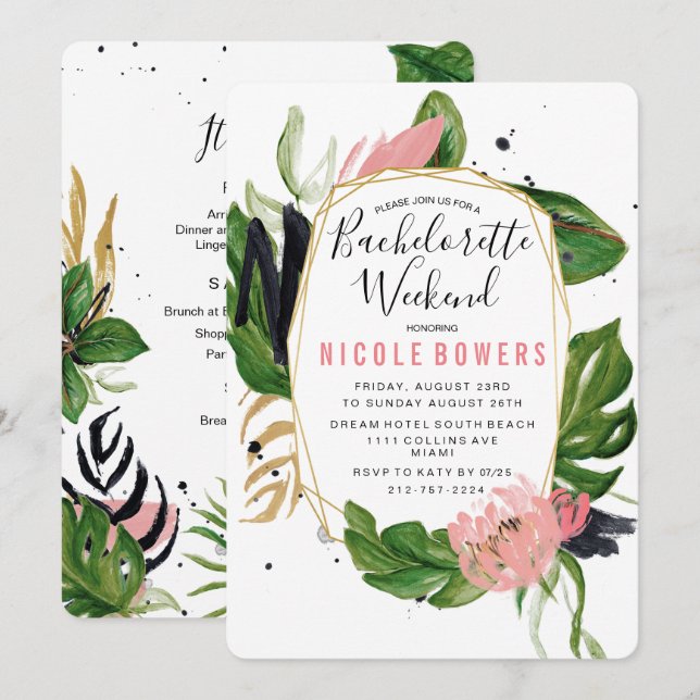 Bachelorette Wochenende Einladung (Vorne/Hinten)