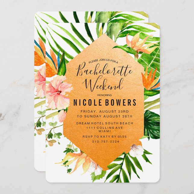 Bachelorette Wochenende Einladung (Vorne/Hinten)