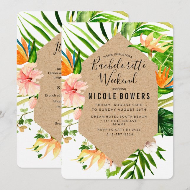 Bachelorette Wochenende Einladung (Vorne/Hinten)