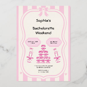 Bachelorette Wochenende Party Rosa Einladung