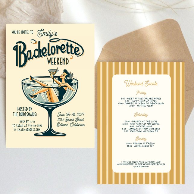 Bachelorette Wochenende Retro Party Einladung (Von Creator hochgeladen)