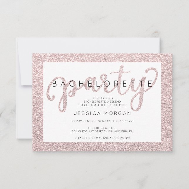Bachelorette Wochenende Rosé-Bachelor Einladung (Vorderseite)