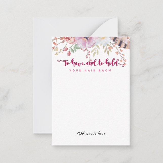 Bachelorette zu haben und die Haare zu halten Mitteilungskarte (Vorderseite)