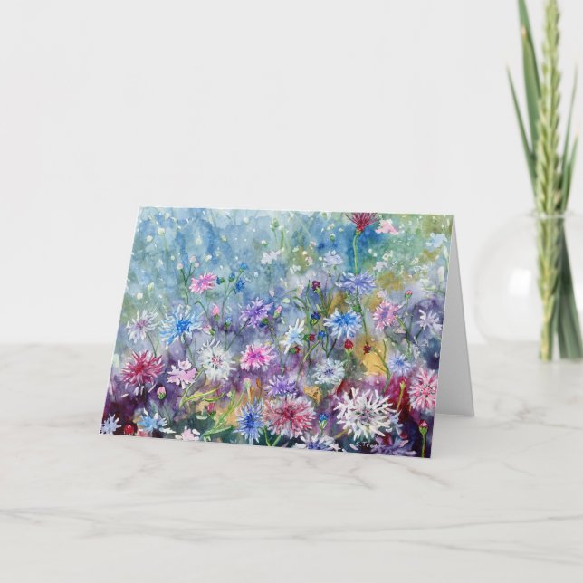 "Bachelors' Buttons" Leere Notecard Dankeskarte (Vorderseite)