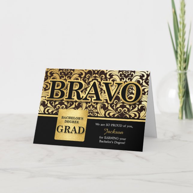 Bachelors Degree Graduate Imitate Gold und Black Karte (Vorderseite)