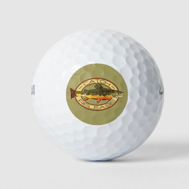 Bachforelle Fang und Freigabe von Fischen Golf Bal Golfball (Vorderseite)