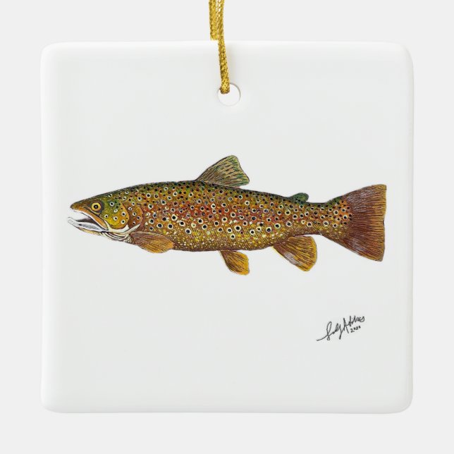 Bachforelle Keramikornament (Vorderseite)
