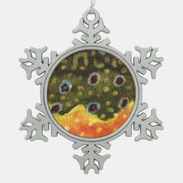 Bachforellen Schneeflocken Zinn-Ornament