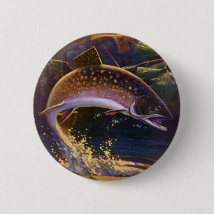 Bachforellenfischer, Vintage-Angelsport Button