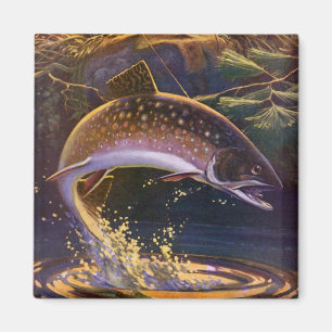 Bachforellenfischer, Vintage-Angelsport Magnet