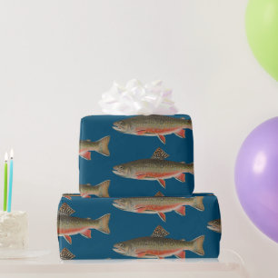 Bachsaibling-Fischerei-Thema Geschenkpapier
