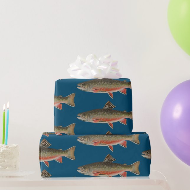 Bachsaibling-Fischerei-Thema Geschenkpapier (Partygeschenke)