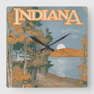 Back Home Again In Indiana Quadratische Wanduhr