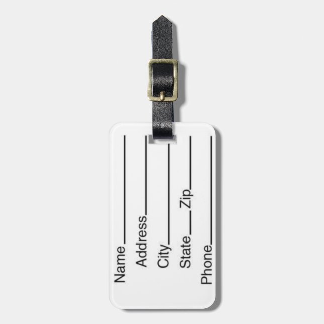 Back Pack & Luggage Tag mit Lederband Gepäckanhänger (Vorderseite vertikal)