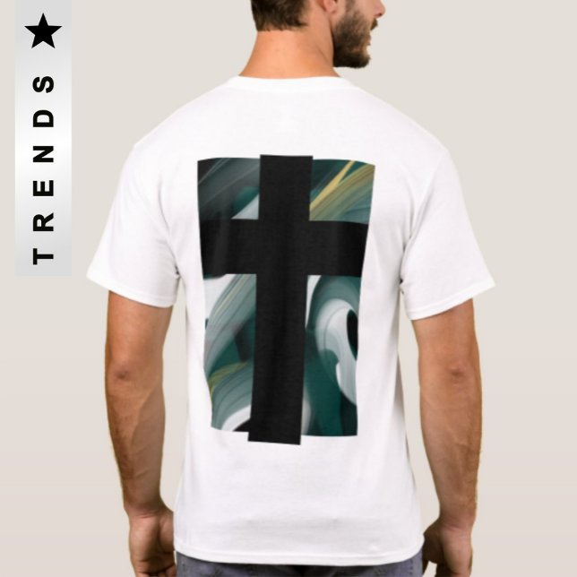 Back Print T - Shirt Trend Abstrakt Black Green (Von Creator hochgeladen)
