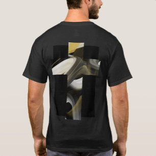 Back Print T - Shirt Trend Abstrakt Schwarz-weiß