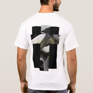 Back Print T - Shirt Trend Abstrakt Schwarz-weiß