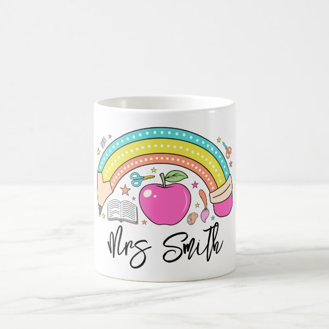 back School Rainbow Teacher Life Kaffeetasse (Mittel)