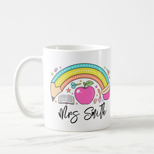 back School Rainbow Teacher Life Kaffeetasse (Links)