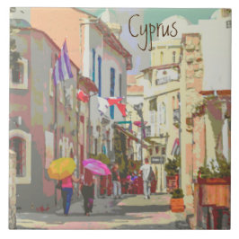 Back Streets of Cyprus Travel Poster Style Art Fliese