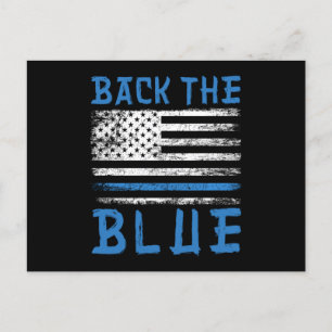 Back The Blue Police USA Flag Polizist Gi Postkarte