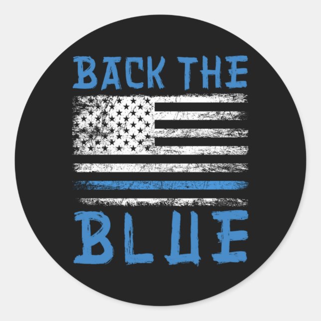 Back The Blue Police USA Flag Polizist Gi Runder Aufkleber (Vorderseite)