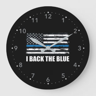 Back the Blue Thin blue line USA Flag MAGA WWG1WA Große Wanduhr