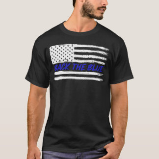 Back The Blue USA Flag for Unisex Police Officer T-Shirt