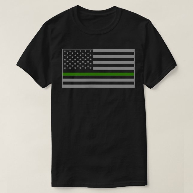 Back The Green Thin Green Line Flag Military Borde T-Shirt (Design vorne)
