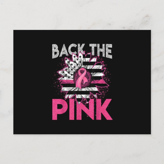 Back The Pink Ribbon American Flag Breast Cancer S Postkarte (Vorderseite)