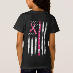 Back The Pink Ribbon American Flag Breast T-Shirt