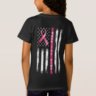 Back The Pink Ribbon American Flag Breast T-Shirt