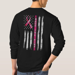 Back The Pink Ribbon American Flag Breast T-Shirt