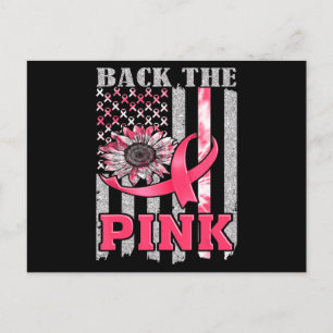 Back The Pink Ribbon Flag Breast Cancer Awareness  Postkarte