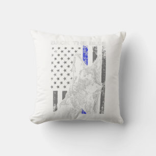 Back Thin Blue Blue Line Flag K-9 German Shepherd Kissen