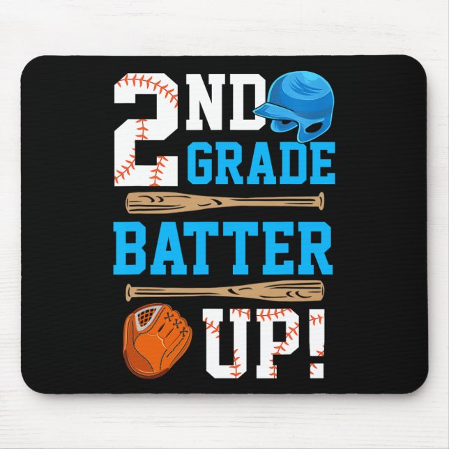 Back To School 2nd Grade Batter Up Baseball First  Mousepad (Vorne)