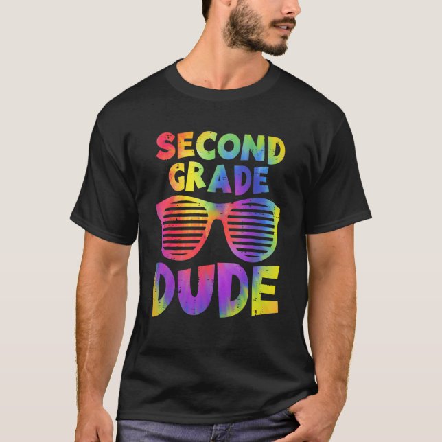 Back To School 2nd Second Grade Dude Tie Dye Sungl T-Shirt (Vorderseite)