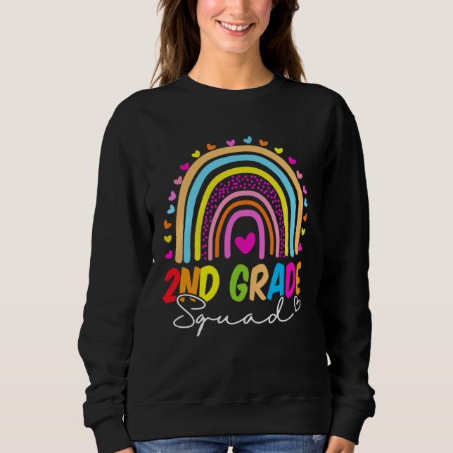 Back To School  2nd Second Grade Squad Rainbow Tea Sweatshirt (Vorderseite)