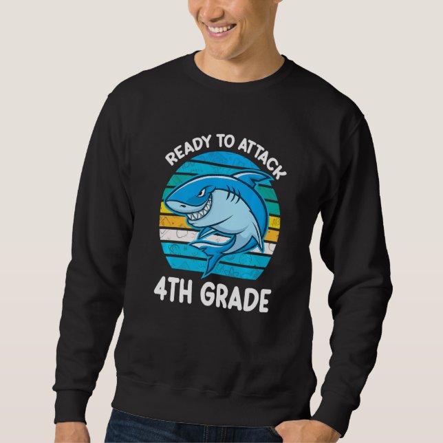 Back To School 4th Grade Kids Outfit Shark Sweatshirt (Vorderseite)
