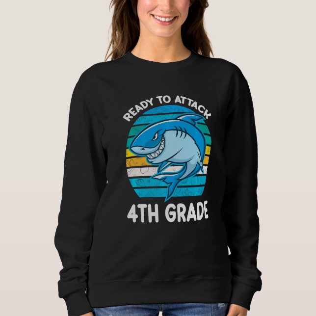 Back To School 4th Grade Kids Outfit Shark Sweatshirt (Vorderseite)