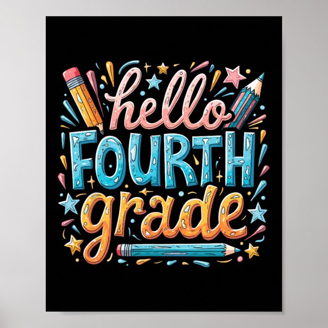 Back To School 4th Grade Set  Poster (Vorne)