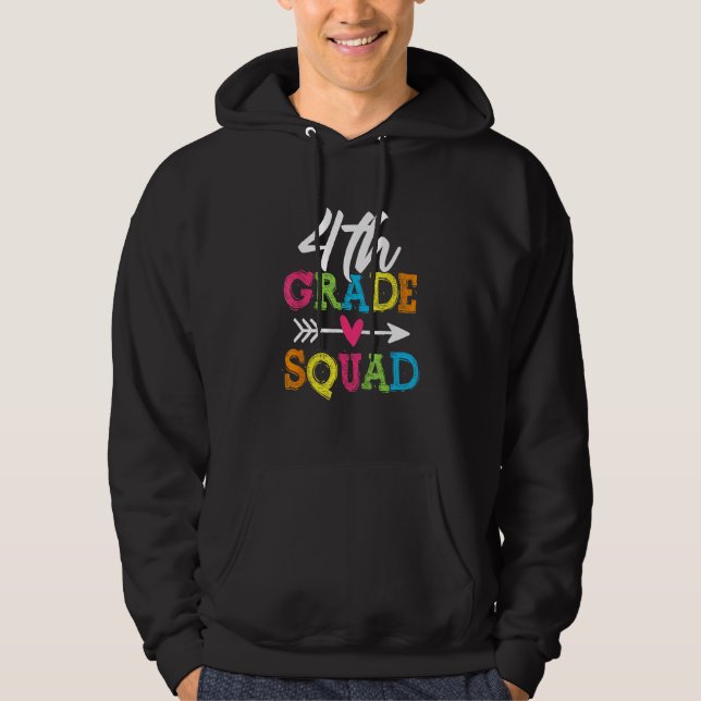 Back To School 4th Grade Squad Fourth Teacher Stud Hoodie (Vorderseite)