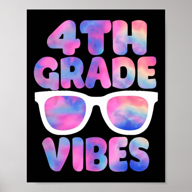 Back To School 4th Grade Vibes First Day Teacher  Poster (Vorne)