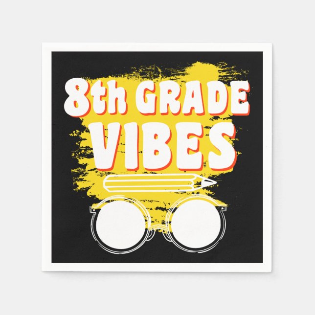Back To School 8th Grad Vibes Shirt First Day Kid Serviette (Vorderseite)